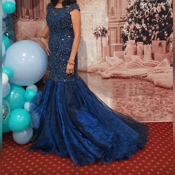 Sherri Hill Gown Blue Size 2 - Picture 7 of 9